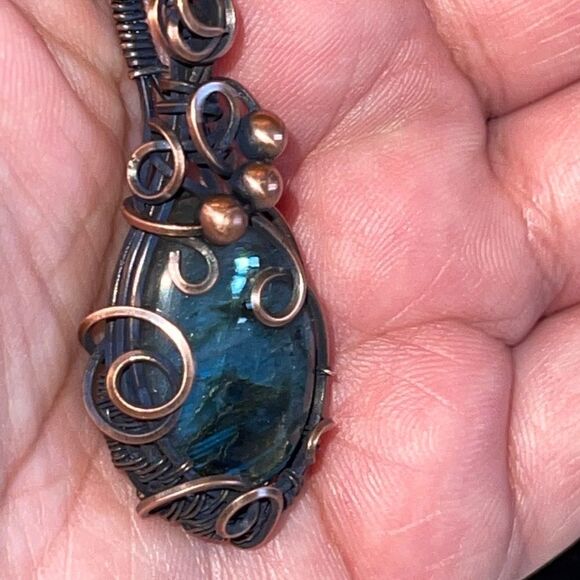 NWT DebbyTammy 18”necklace handmade Labradorite oval stone - Picture 12 of 12